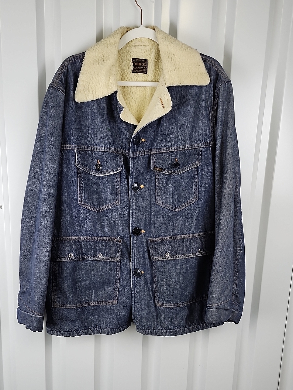 Genuine Roebucks Vintage Sherpa-Lined Denim Ranch Jacket Dark Blue Size 44R